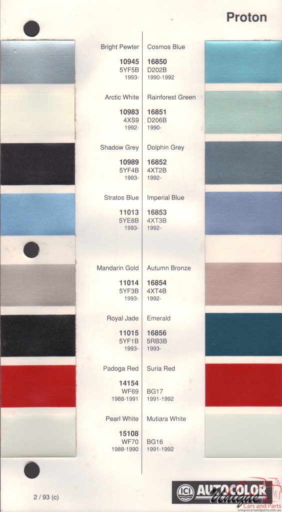 1989 Proton Paint Charts Autocolor 2